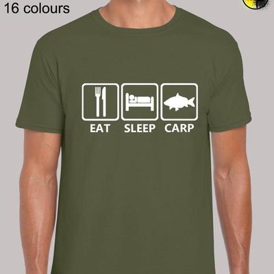 Eat Sleep Carp Joke Fishing Gift Regular Fit T Shirt Top TShirt Tee for Unisex