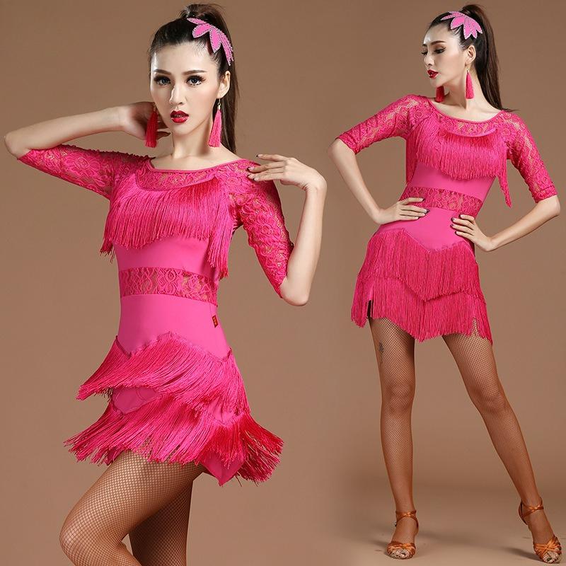 Dance Latin Dance Adult Female Performance Costume Lace Tassel Ballroom Dance Dress Competition Costume