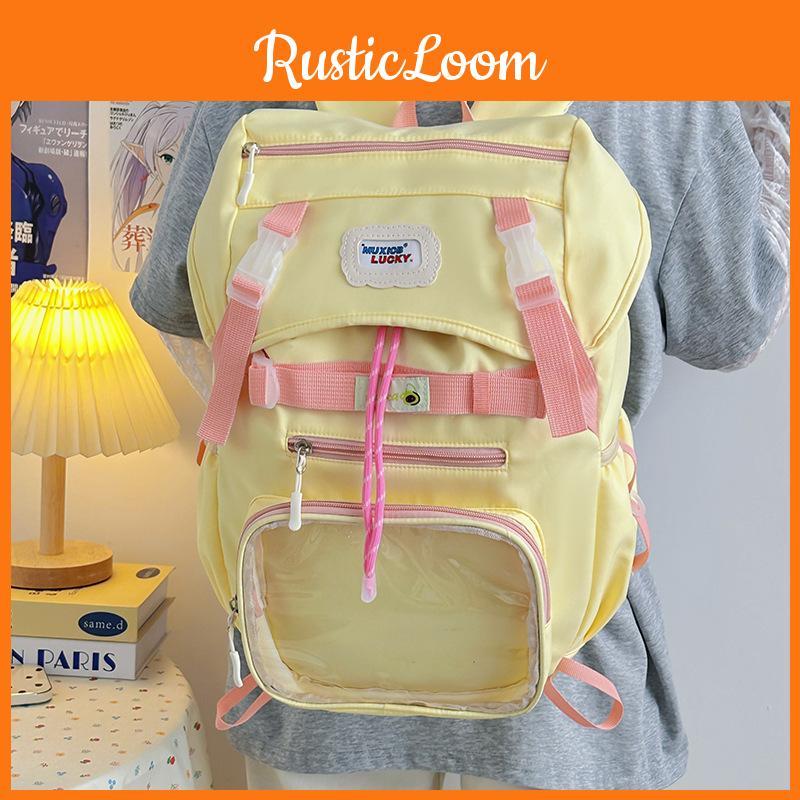 Letters Minimalist Decor Student Backpacks With Transparent Compartments