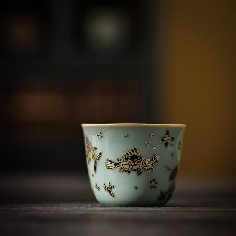 Celadon Master Cup Light Luxury Tea Cup Kung Fu Tea Set Drinking Tea Large Teacup Single Cup Personal Special Teacup Tea Cup