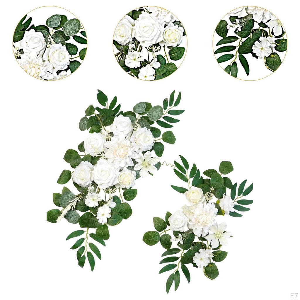 2 Pieces Floral Swag for Wedding Arch with Artificial Flowers