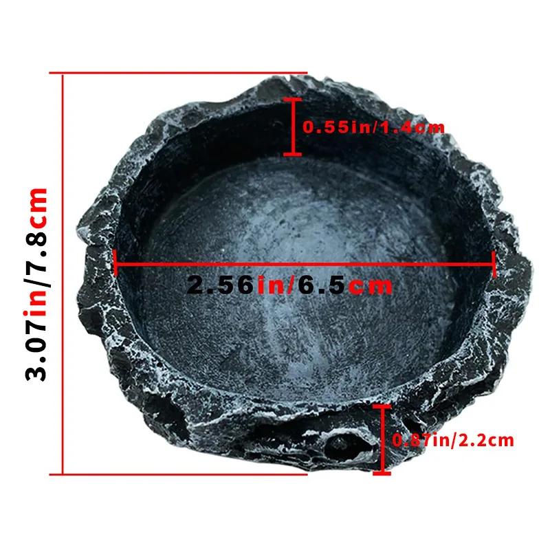 

Reptile Feeding Water Bowl Realistic Stone Texture Resin Food Dish for Bearded Dragons Geckos Tortoise