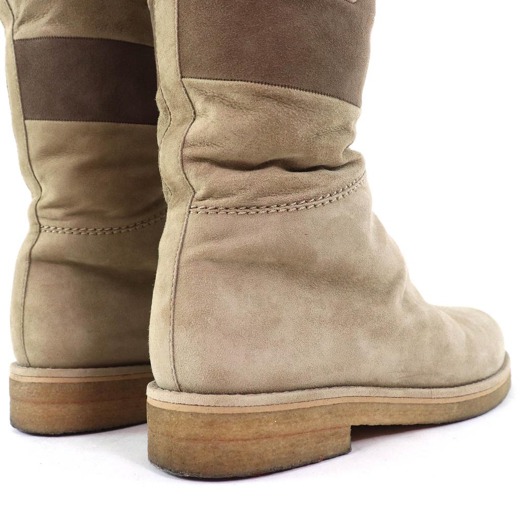 Great HERMES Knee-high boots Margiela period H motif suede leather mouton Beige Used