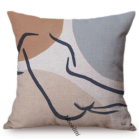 Modern Sketch Art Home Decoration Sofa Pillow Case Abstract Geometric Line Design Sexy Woman Face Decorative Chair Cushion Cover