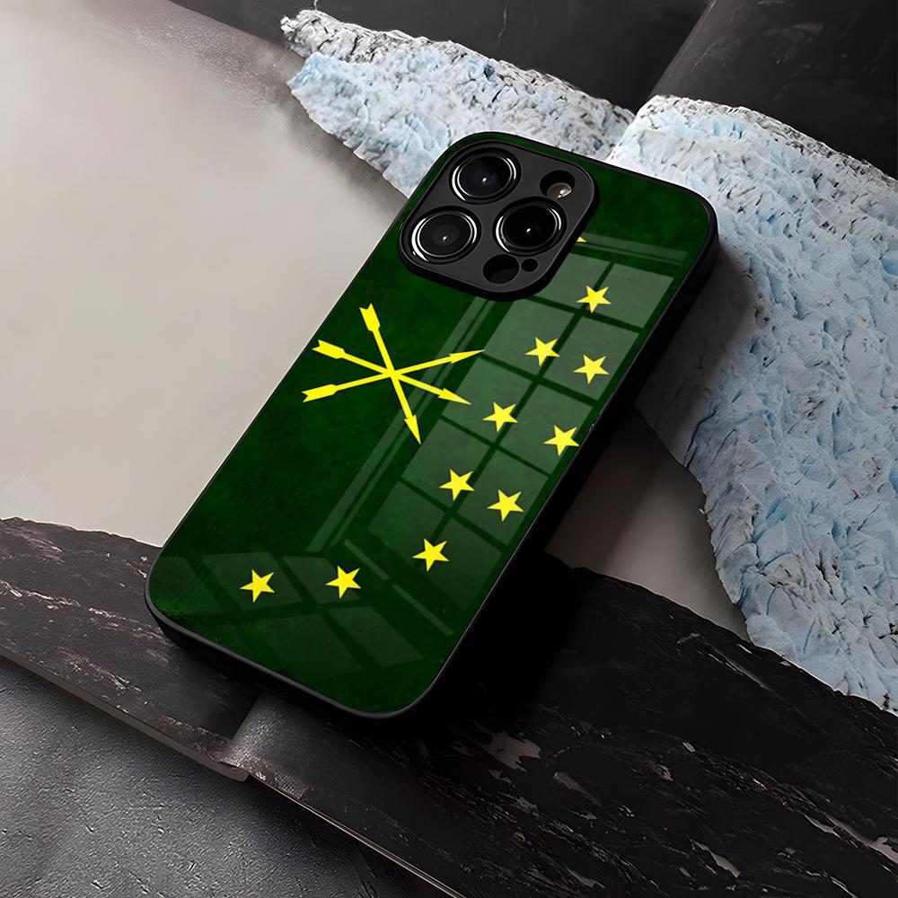 

Adygea Circassian Flag Phone Case Tempered Glass For IPhone 15 14 12 13 11 Plus Pro XS Max Mini X XR 8 7 6s SE2020 Coque iPhone7