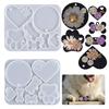 Silicone Keychain Mold Heart Paw Bone Shaped Mold Dog Label Pendant Casting Mold Epoxy Resin Mold with Hole