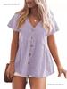 European Summer Women's V-neck Cotton Linen Shirt Dress - Short Sleeve, Pleated, Solid Color Beach Cover-up