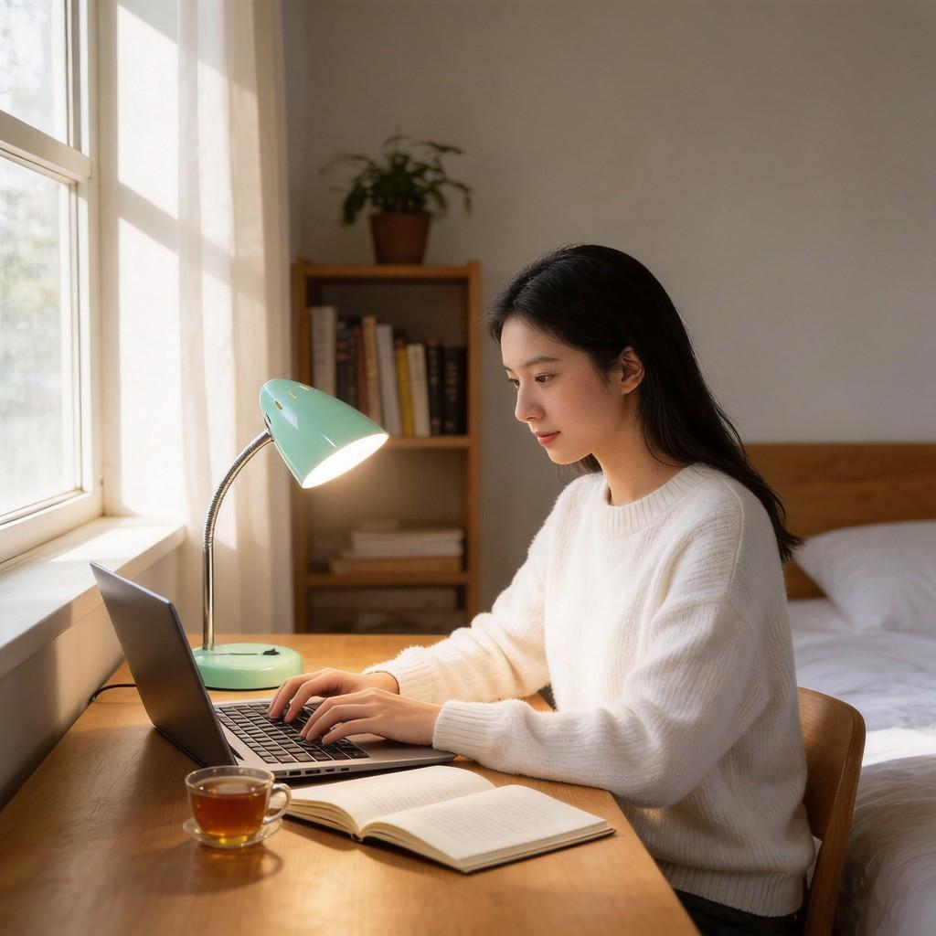 Modern Metal Led Desk Lamp With Foldable Design For Study And Bedroom Use