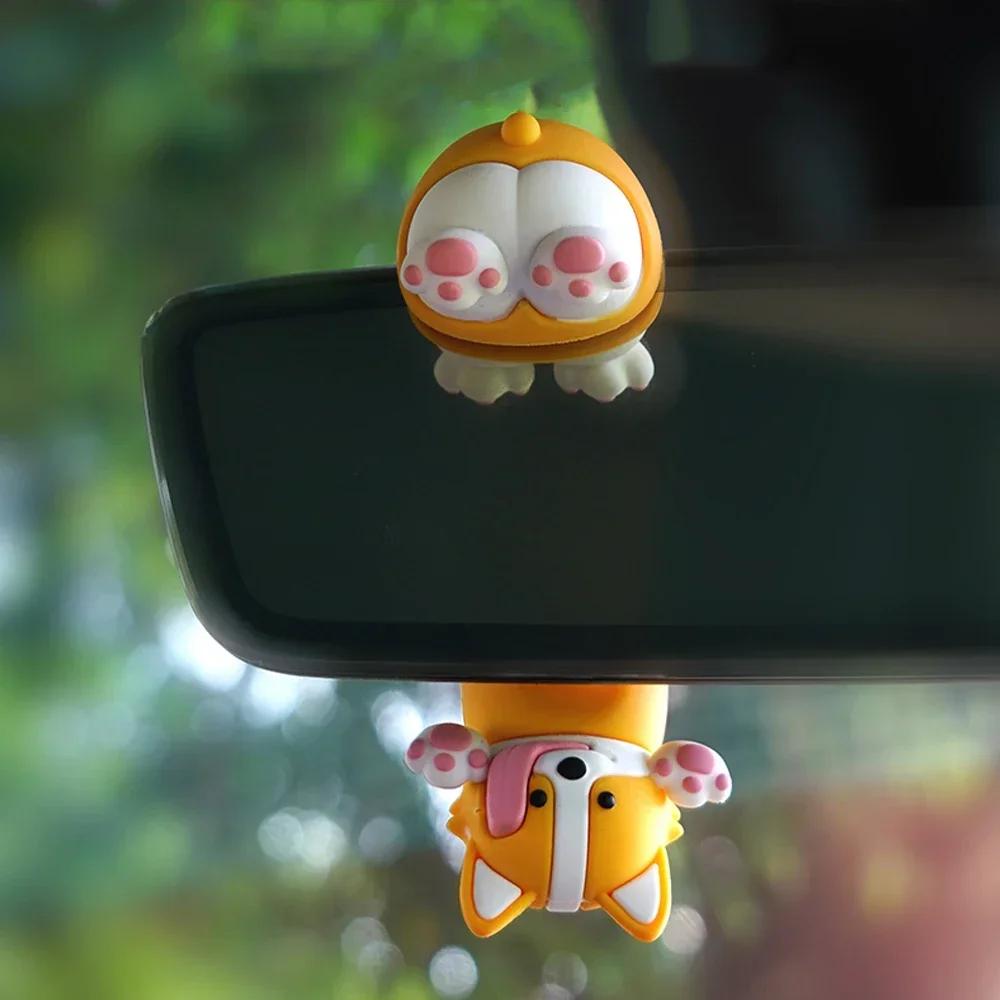 Car Pendant Cute Swinging Dog Auto Rearview Mirror Hanging Ornaments with Interior Decoraction Accessories for Girl Gifts