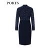 PORTS Women's Elegant Indigo Print A-Line Dress
