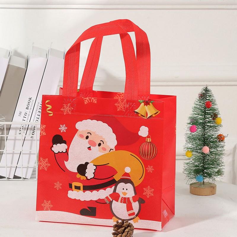 Christmas Nonwoven Gift Tote Bag Reusable Holiday Carrier With Handle Presents Decorations