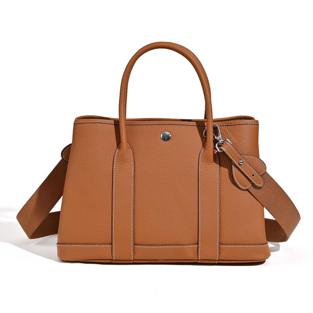 2025 Geantă de grădină din piele de vacă de prim strat, capacitate mare, piele naturală, geantă de damă, modă de nișă, versatilă, pentru navetă, geantă de mână