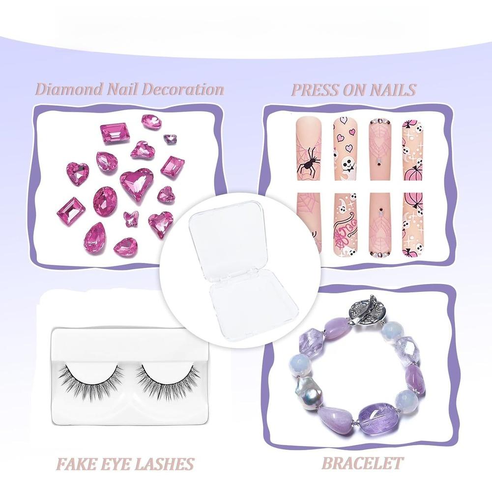 1set Nail Display Box And 1set Of Accessories Acrylic Nail Display Box With Double Sided Tape For Press On Nails Storage Case