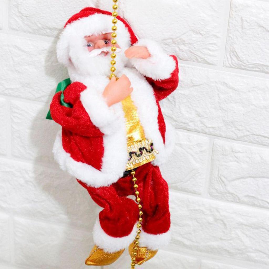 Christmas  Santa Claus Climbing Beads Santa Claus Doll with Light Music Family Party Decorations Christmas Gifts