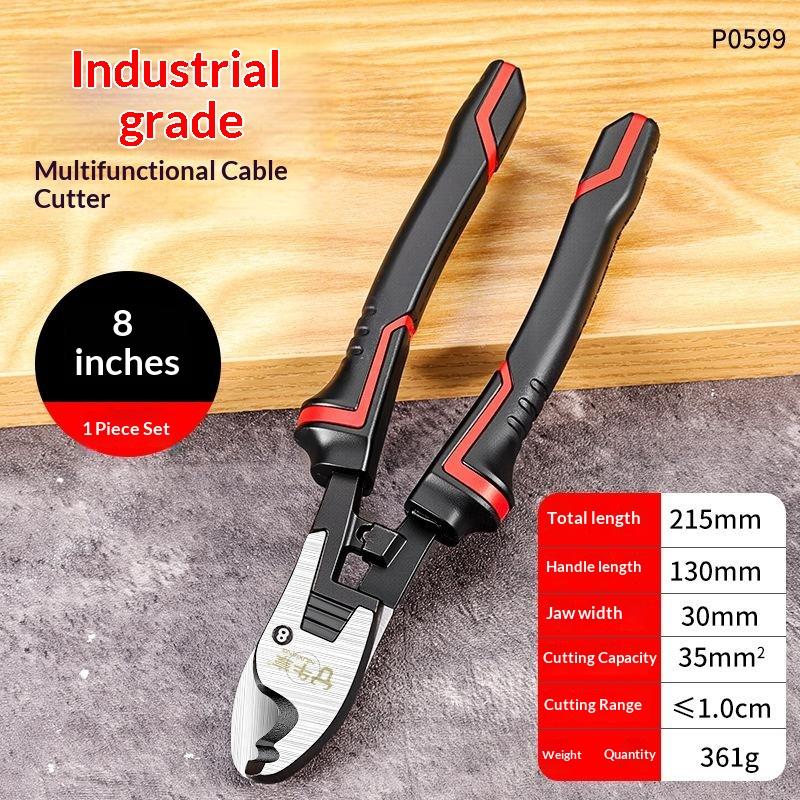 Industrial Grade Cable Bolt Cutters 6/8/10 Inch Multi-Purpose Pliers for Wire Cutting Stripping Crimping Electrician Home Use