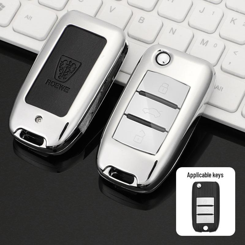 Roewe Car Key Case for 350, 350c, W5, 360, 750 Models - Folding Protective Shell with Buckle for Men and Women