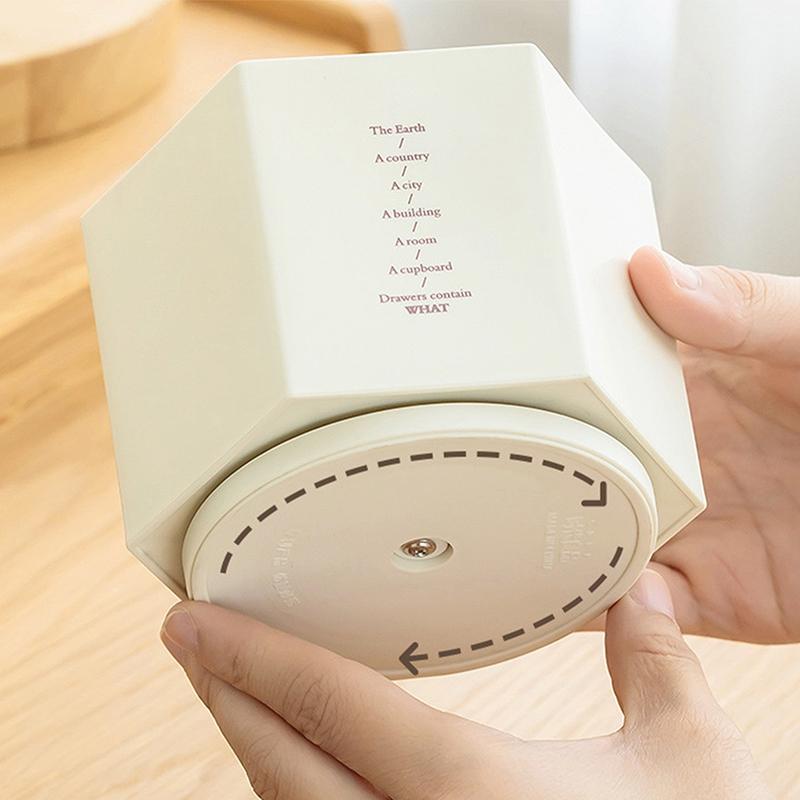 Simple Hexagon Shaped 6 Grids Pen Holder 360 Rotatable Desktop Organizer Large Capacity Office Stationery Cosmetics Storage Box