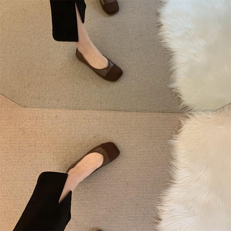 Flat-bottomed small fragrant wind Doudou single shoes women's shoes, one pedal in summer, black witch spring and autumn ladyshoes