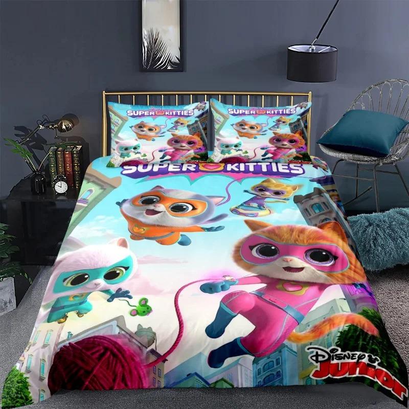 Super Kitties Duvet Cover Pillowcase Schattige Kat Bedding Set Adult Boy Girl Bedroom Decoration Single Double Size