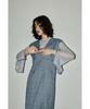 [niana] V-line Jacquard Dress, Party Dress, Wedding Dress, I-Line, Blue, Size M