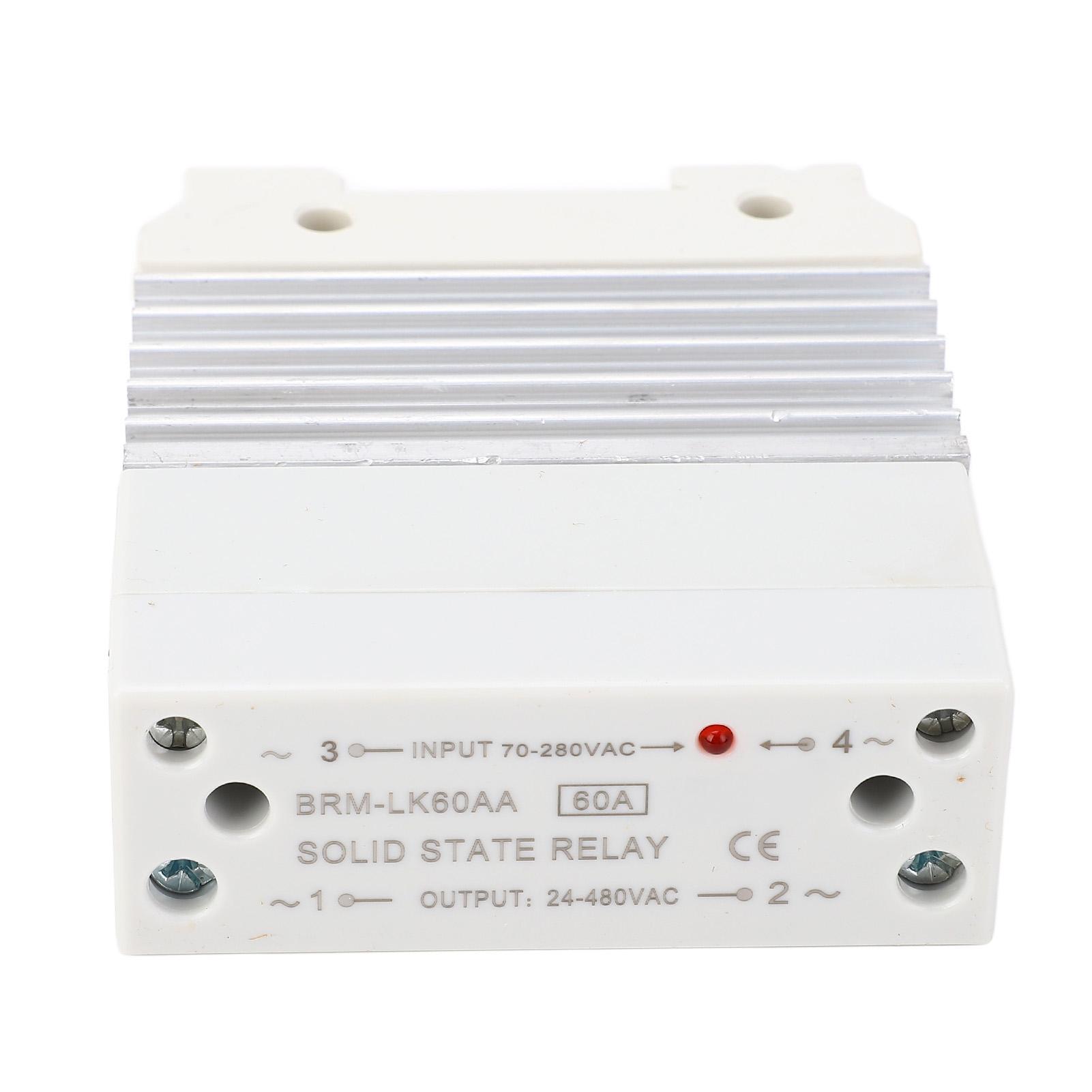 

AC to AC Solid State Relay with Heat Sink Integrated Rail Mount Single Phase SSR Module 70‑280VAC Input 24‑480VAC Output