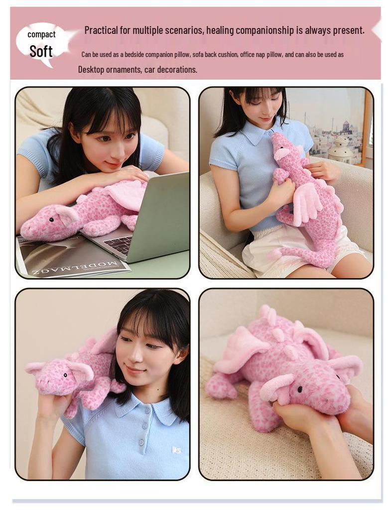 Large Strawberry Crimson Heart Sky Dragon Plush - Birthday Gift for Girls