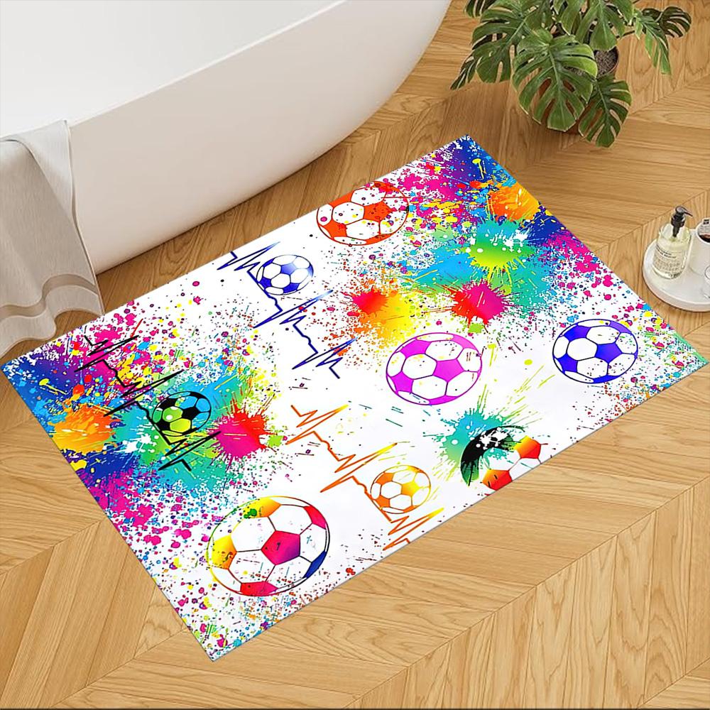 Soccer Pulse Art Splash Non-Slip Home Carpet Design for Office Decor Living Room Bedroom Gift