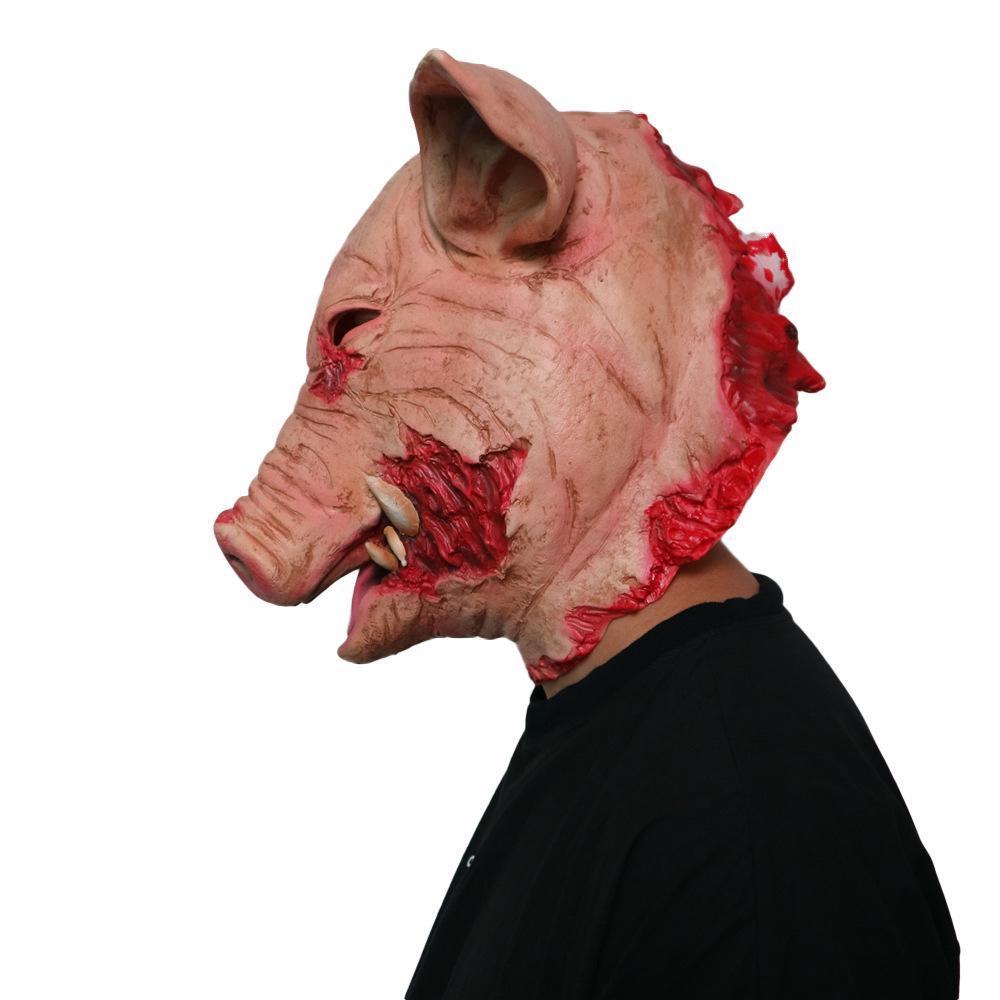 Latex Scary Pig Head Mask for Halloween Costume Party