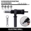 Rivet Gun Adapter Kit with Handle Grip Riveter Drill Attachment Riveting Hand Tool Insert Nut for Cordless Electric Power Drill