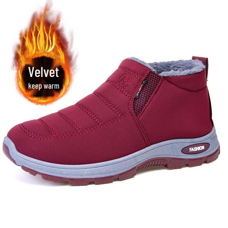 Women s Winter Cotton Snow Boots, Plus Velvet, Thick, Short, Middle-Aged & Elderly Warm Boots 42 красный