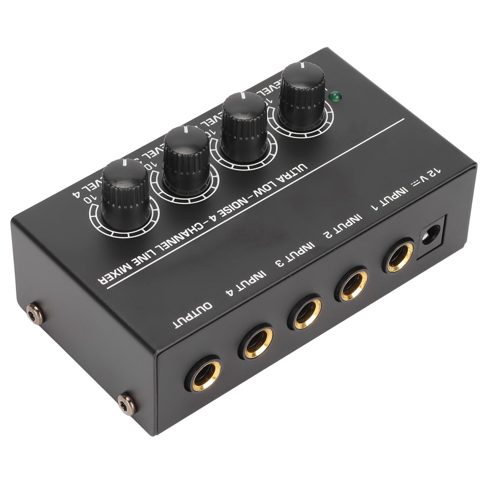 

4-канальный линейный микшер стерео компактный малошумящий регулируемый уровень громкости звуковой микшер для клубов баров 100-240 В US Plug