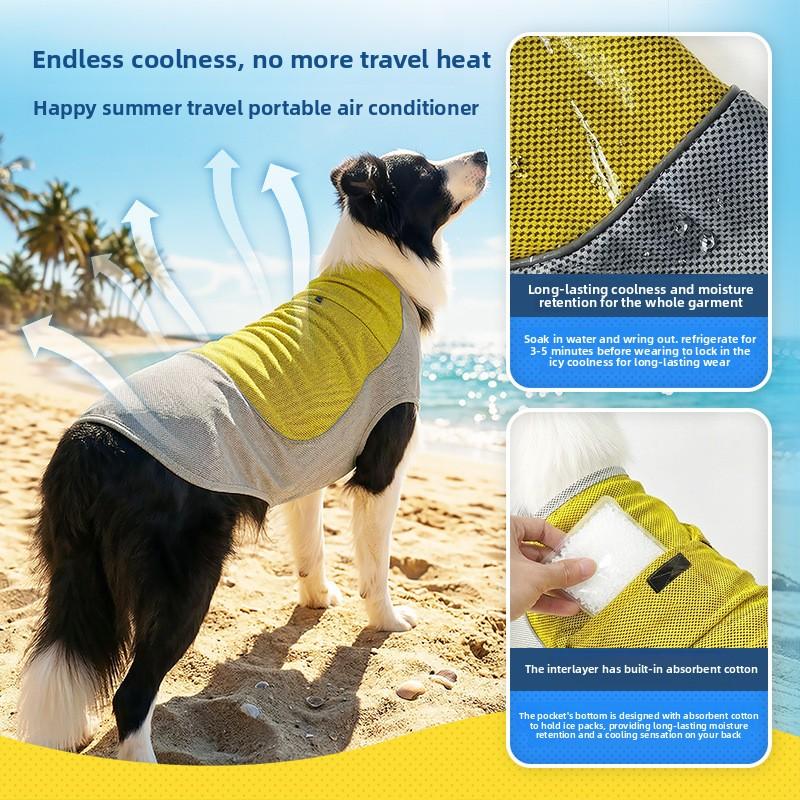 Nuovo Stile Estivo Canile Rinfrescante. La tasca posteriore può contenere impacchi di ghiaccio per raffreddare e ventilare. Gilet Raffreddante per Animali Domestici.
