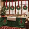 Christmas Kitchen Cabinet Wreaths With Plaid Bow Ribbon Hanging Cabinet Doors Wreaths Decorative For Kitchen Window Outdoor Indoor Holiday Decor