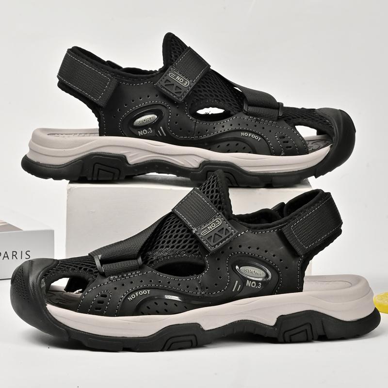 Fashion Vacation Summer Roma Flats Non-slip Quick Dry Wading Aqua Shoes Half Drag Handmade Sandals for Man Suitable Men's Beach Shoes