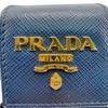PRADA 1ML005 flap saffiano leather Bifold Wallet blue leather Women Used