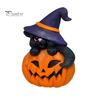 Spooky Halloween Gift for Friends Ornament, Witch Black Cat Pumpkin Shape, Durable Synthetic Resin Unique Holiday Kids Weather Resistant Figurine,