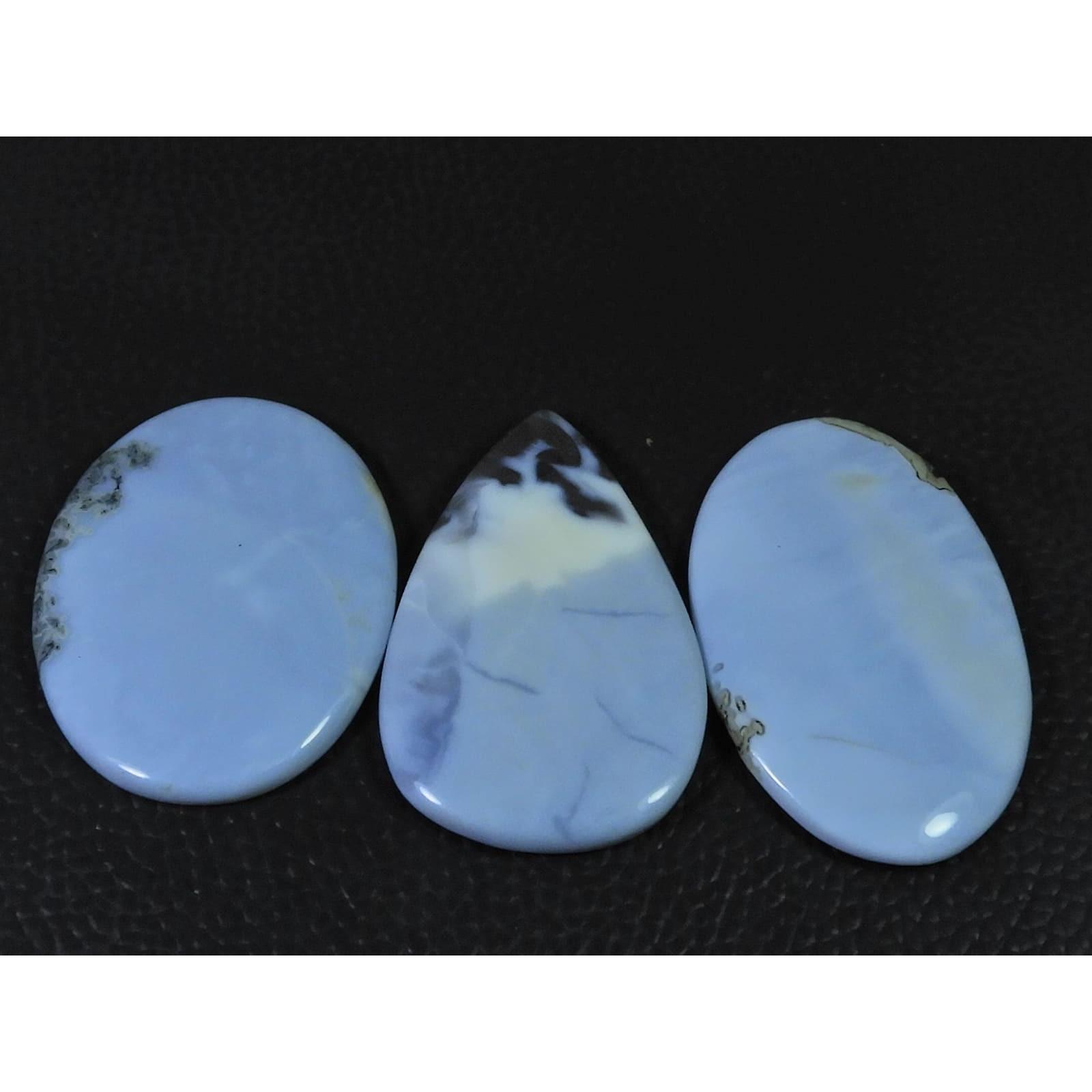150Cts.Natural Blue Opal Oval Cabochon Loose Gemstone 3Pcs Lot 43-46MM A-827
