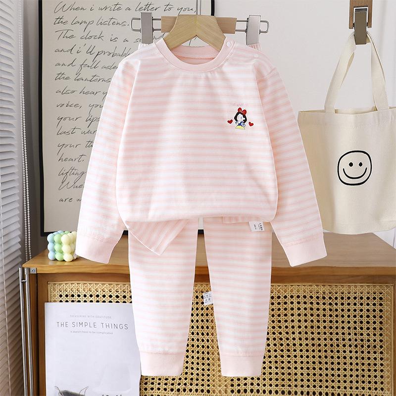 Autumn/Winter Kids' Cotton Long Underwear Set - Cute and Cozy Homewear