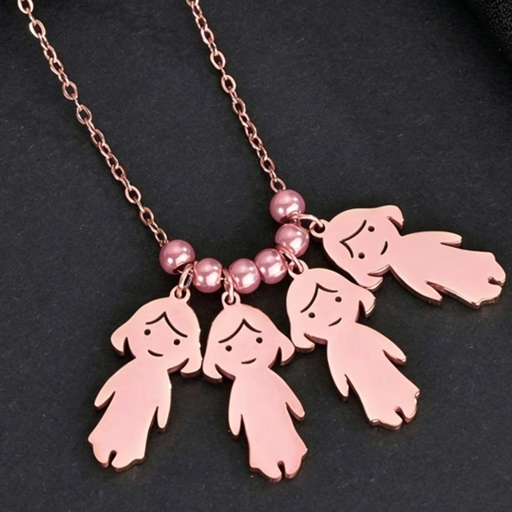 Stainless Steel Boy Girl Necklace Pendant Lover Necklace Choker Family Necklace Lovers