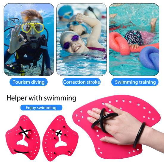 Porous Drainage Swim Fins 1 Pair Swimming Hand Paddle with Silicone Strap Holes Professional Kids Resistance Reducing Fin Adults Beginner Freestyle