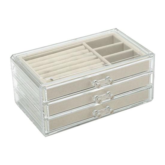 Storage Box with Velvet Lining Display Large Compartment Modular Stacking Design Watches Bracelets Jewelry Organizer