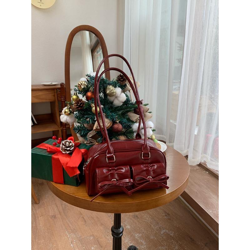 Bow One-shoulder Underarm Bag for Women New Style Portable Pillow Bag Bowling Bag Fashionable Commuter Bag