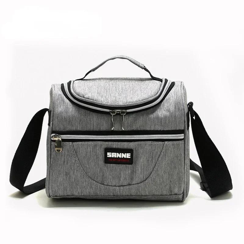 

Portable Lunch Bag Men Food Thermal Box Waterproof Handheld Lunchbox Case Picnic Insulated Lunch Bag Kids Bento Bag Cooler Purse сірий колір
