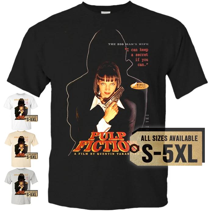 Футболка PULP FICTION V18 Постер к фильму Винтажная Натуральный Черный Белый S - 5XL XL