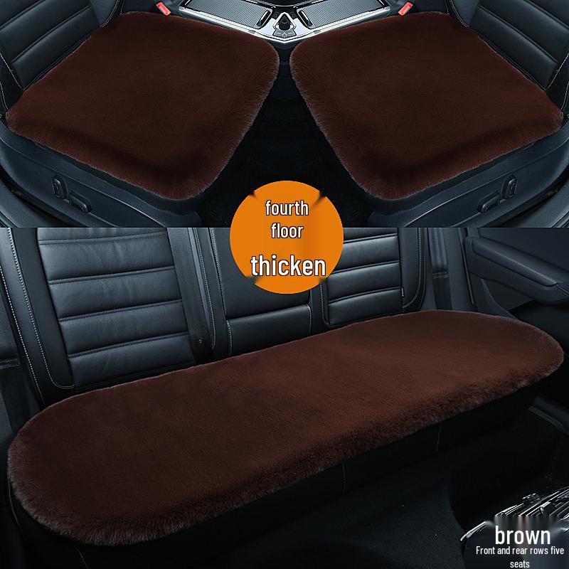 Universal Plush Car Seat Cushion Set - Faux Rabbit Fur, Short Hair, Winter Comfort for Rear Seats