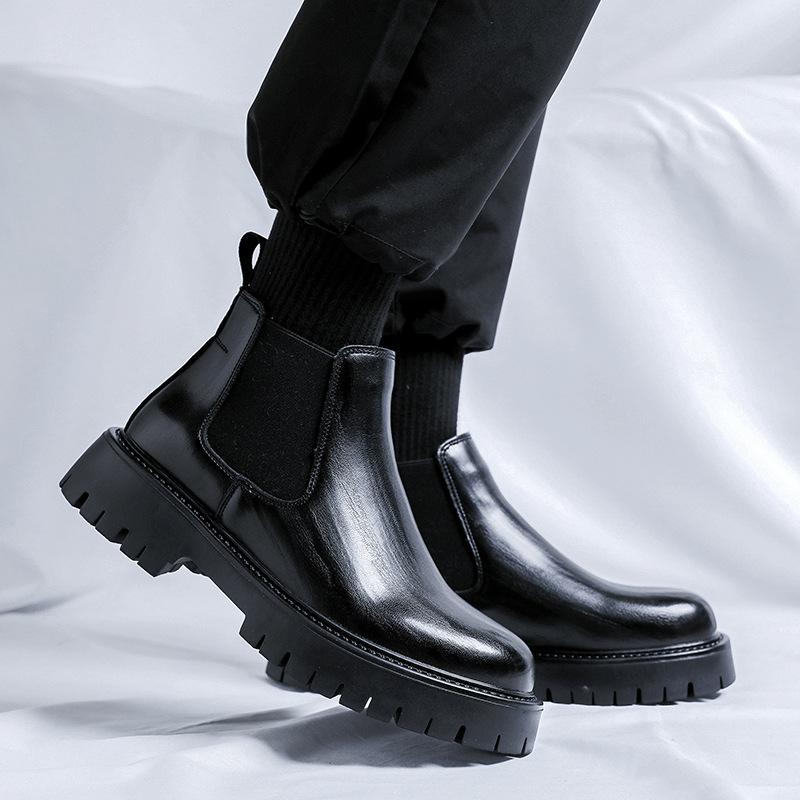 Чоловічі шкіряні черевики челсі Brock з внутрішнім збільшенням висоти, високі, з тисненням, британські черевики Мартін 2113-R
