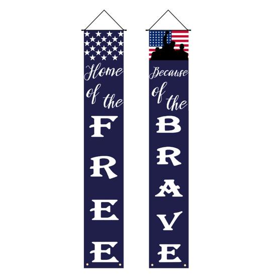 4th of July Patriotic Door Banners Outdoor Patriotic American Flag Hanging Porch