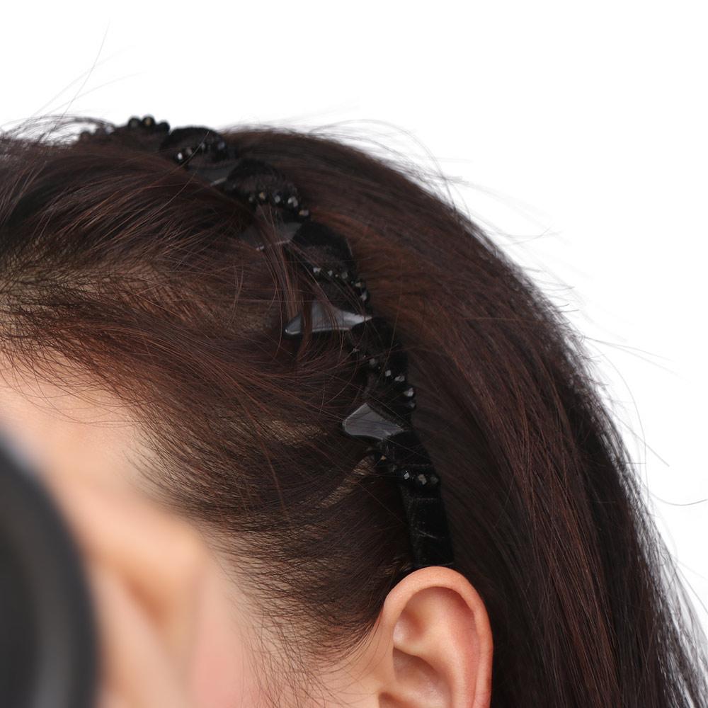 Toothed Wave Headband with Beaded Fluffy Face Wash Hairband  Female Hair Accessories
