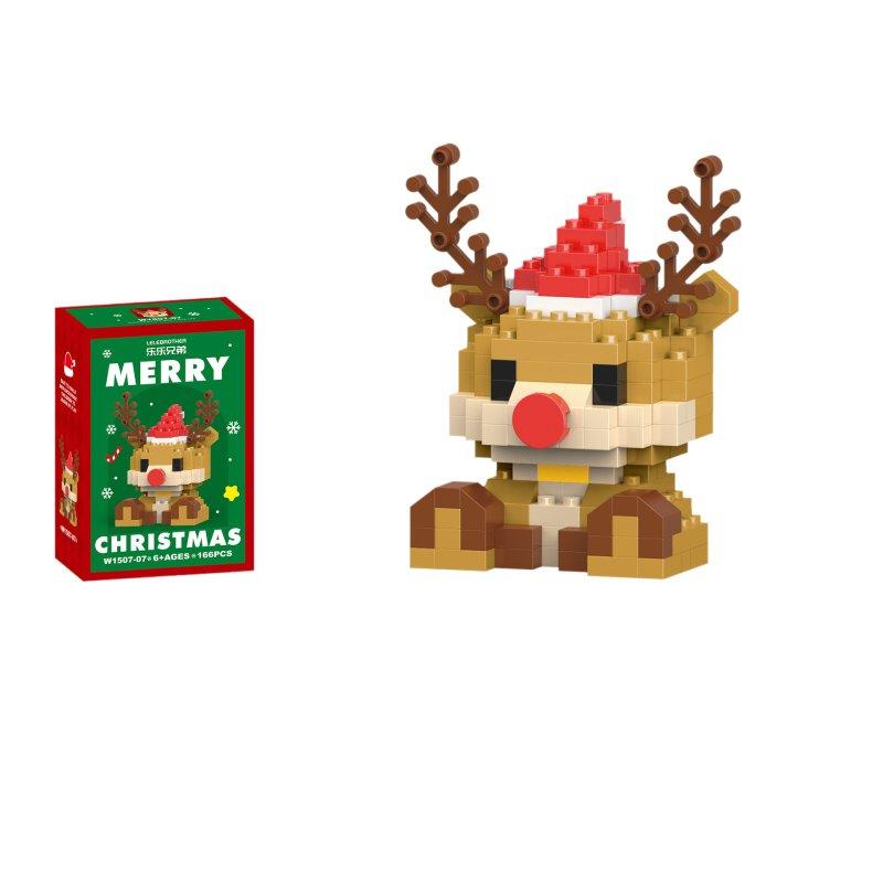 

Рождественские игрушки-пазлы из строительных блоков, елка, Санта-Клаус, олень, поезд Style G