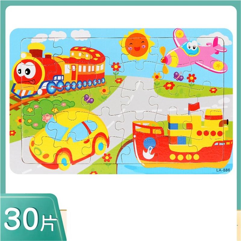 30 Piece Wooden Jigsaw 3d  Puzzle Kids Cartoon Animal Vehicle Puzzles Game Baby Early Learning Educational Toys  parenting skill